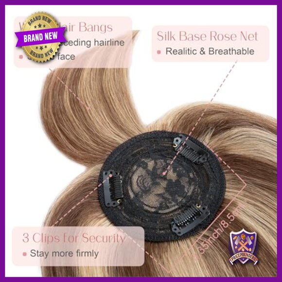 Human Hair Topper with Bangs 10 Inch Clip In for Thinning Hair main image 4